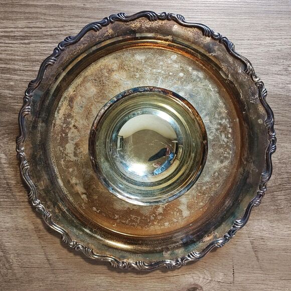 Oneida Georgian Scroll Chip and Dip Server 12.5in Silverplate Tray Made USA - Picture 2 of 16